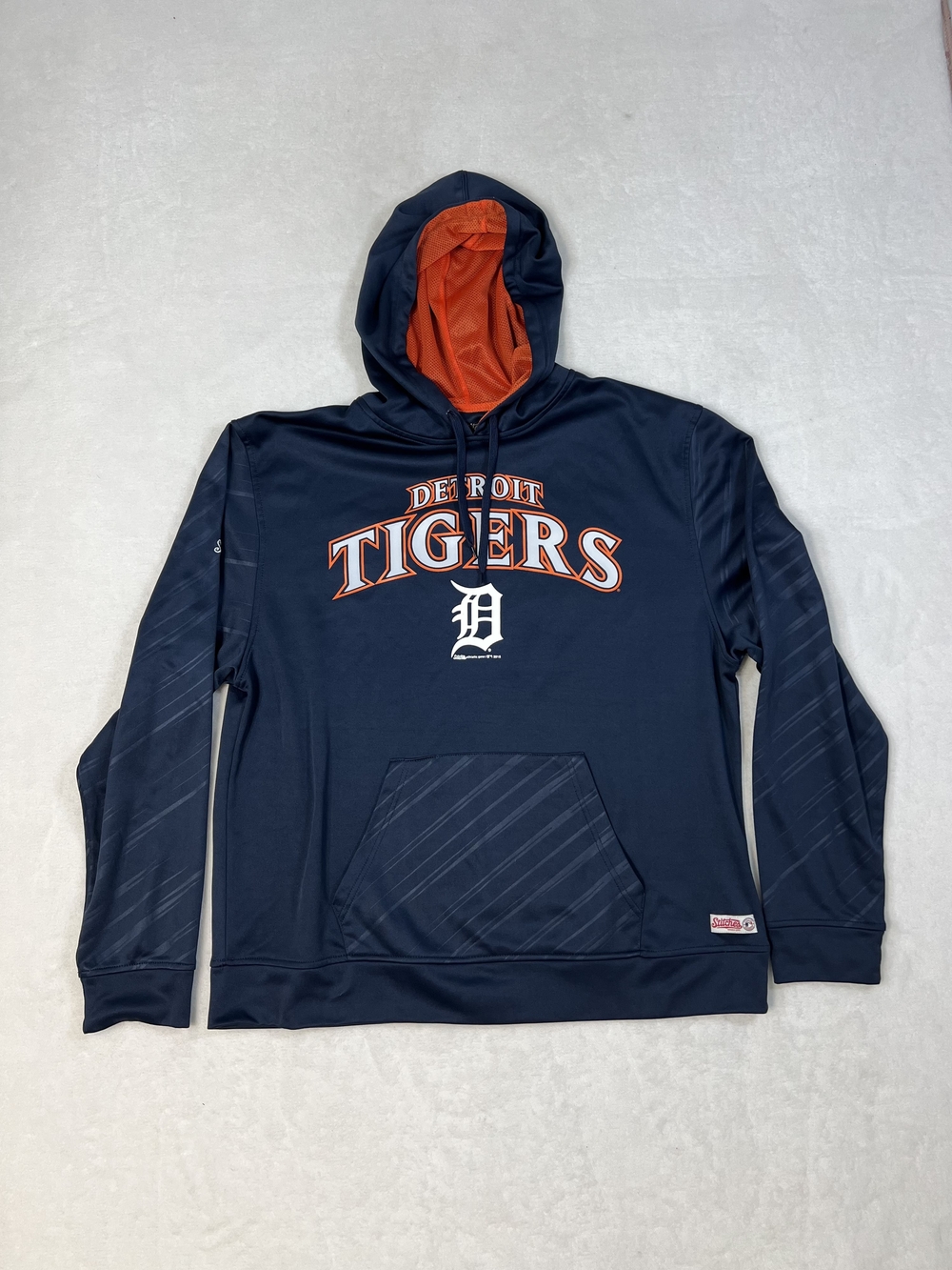 Stitches Navy and Orange Detroit Tigers Pullover Hoodie